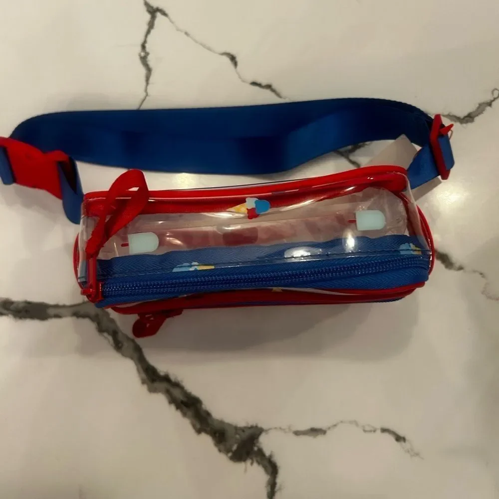 Kids Clear Red and Blue Belt Bag NWT